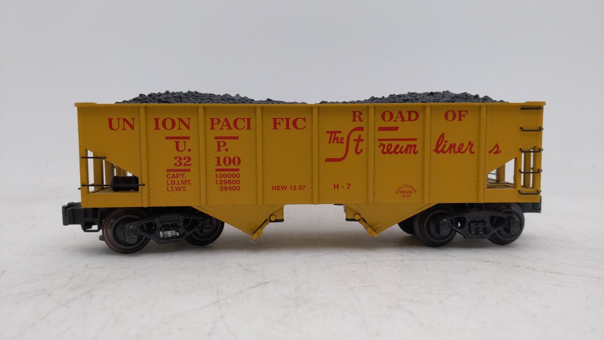 K-Line K6253-2111 O Gauge Union Pacific 2-Bay Die-Cast Hopper w/Coal Load #32103 EX/Box