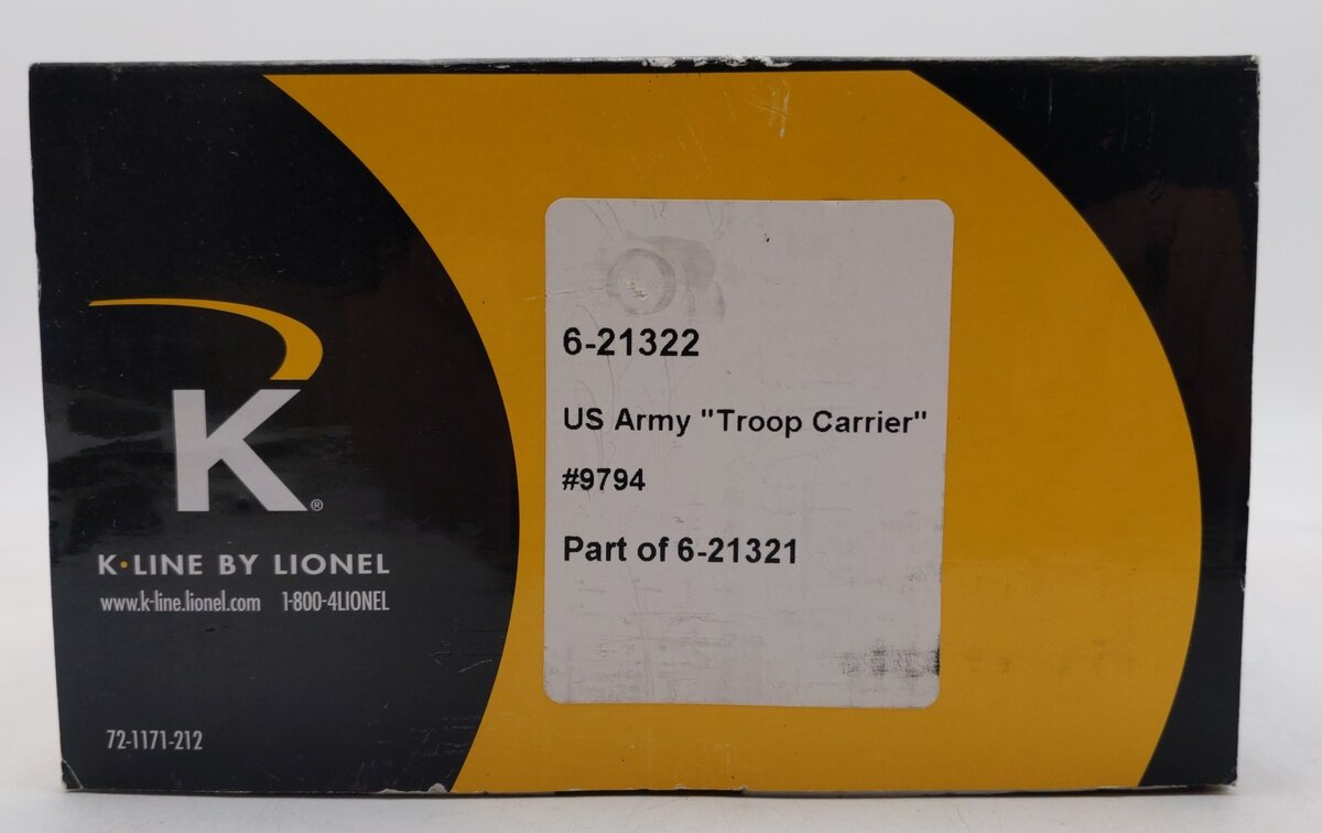 Lionel 6-21322 O Gauge US Army "Troop Carrier" #9794 LN/Box