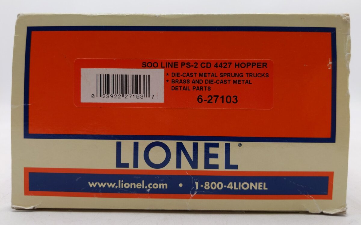 Lionel 6-27103 O Gauge Soo Line Hopper #70207 EX/Box