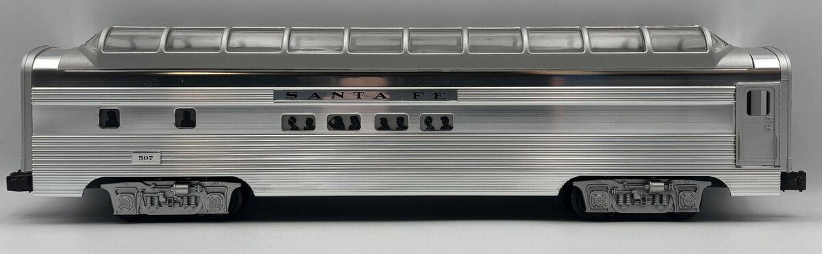 Lionel 6-19128 O Gauge Santa Fe Aluminum Full Vista Dome Car #507 EX/Box
