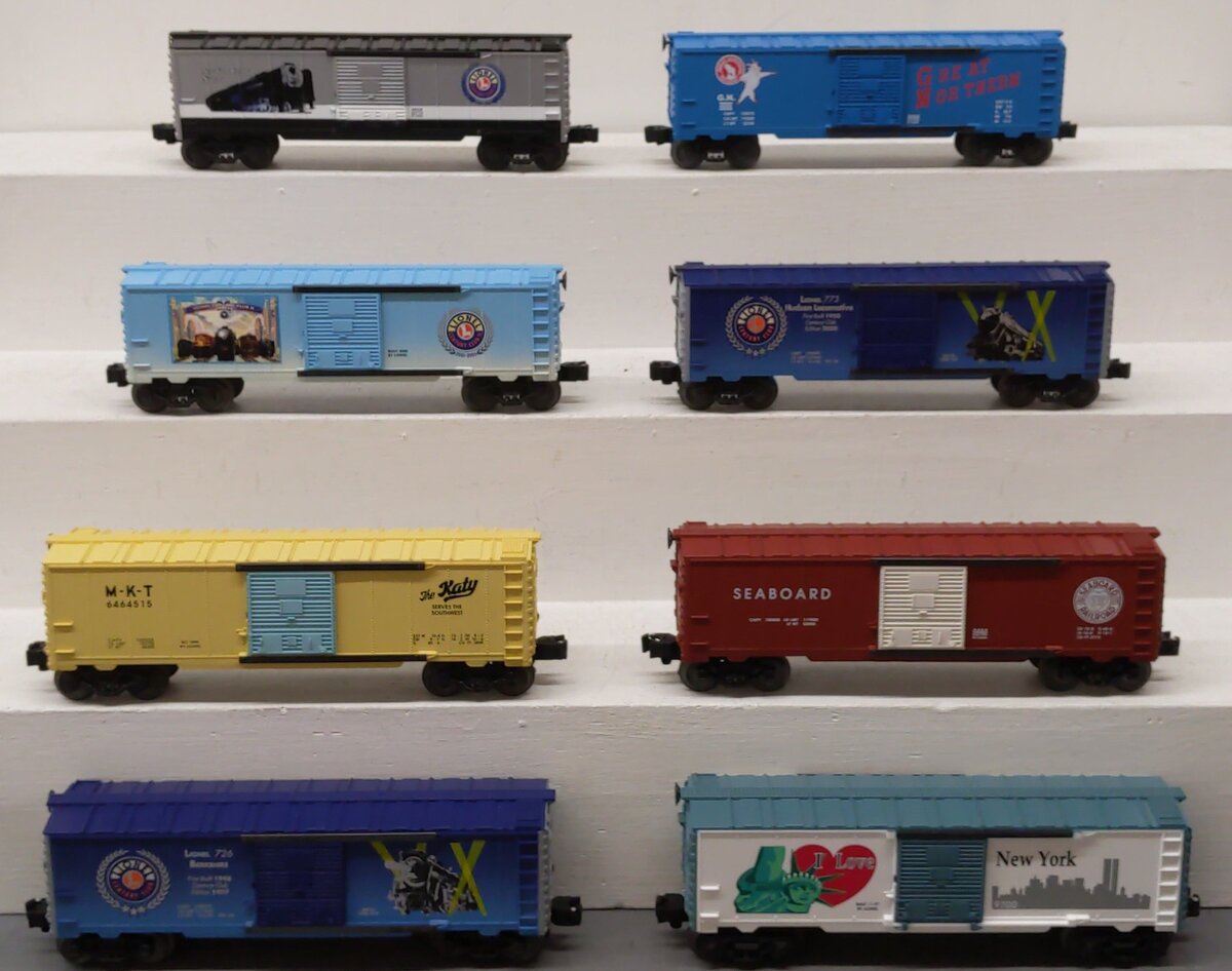 Lionel O Assorted Boxcars 6-29236, 6-29285, 6-19949, 6-29284, 6-29226 [8] LN/Box
