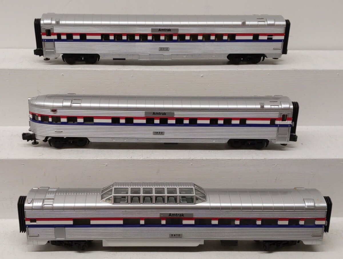 MTH 20-6548 O Gauge Amtrak Passenger Cars #1832, #4012, #9410 EX