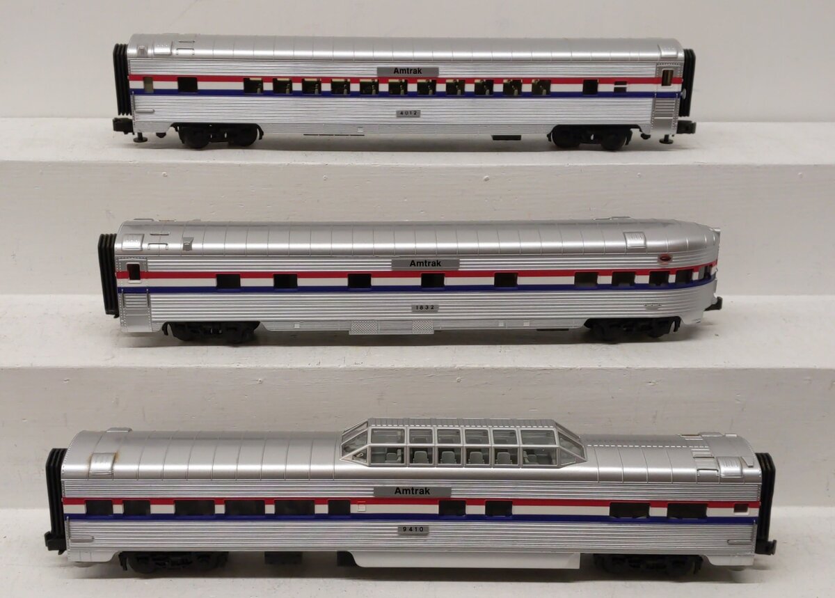 MTH 20-6548 O Gauge Amtrak Passenger Cars #1832, #4012, #9410 EX