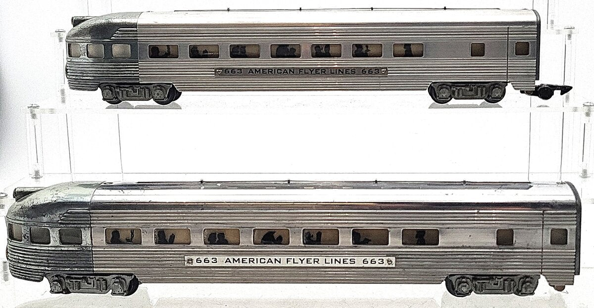 American Flyer 663 Vintage S Aluminum Illuminated Observation Car VG