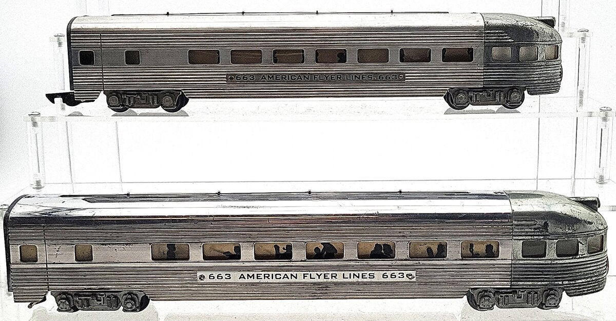 American Flyer 663 Vintage S Aluminum Illuminated Observation Car VG