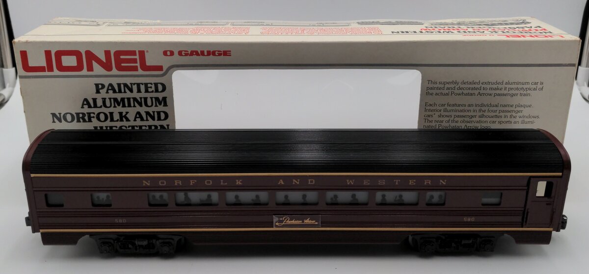 Lionel 6-9565 O Gauge Norfolk & Western Aluminum Passenger Car #580 LN/Box