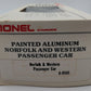 Lionel 6-9565 O Gauge Norfolk & Western Aluminum Passenger Car #580 LN/Box