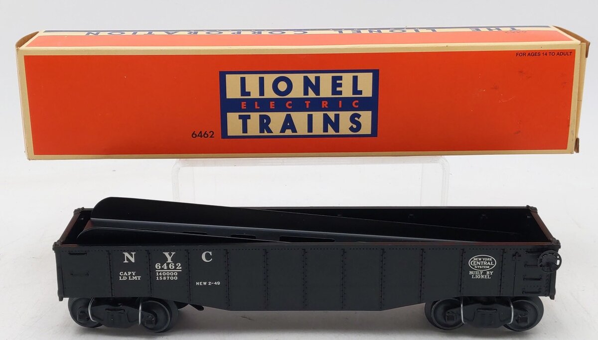 Lionel 6462 O New York Central Black Gondola w/ Custom Barrel Ramp LN/Box
