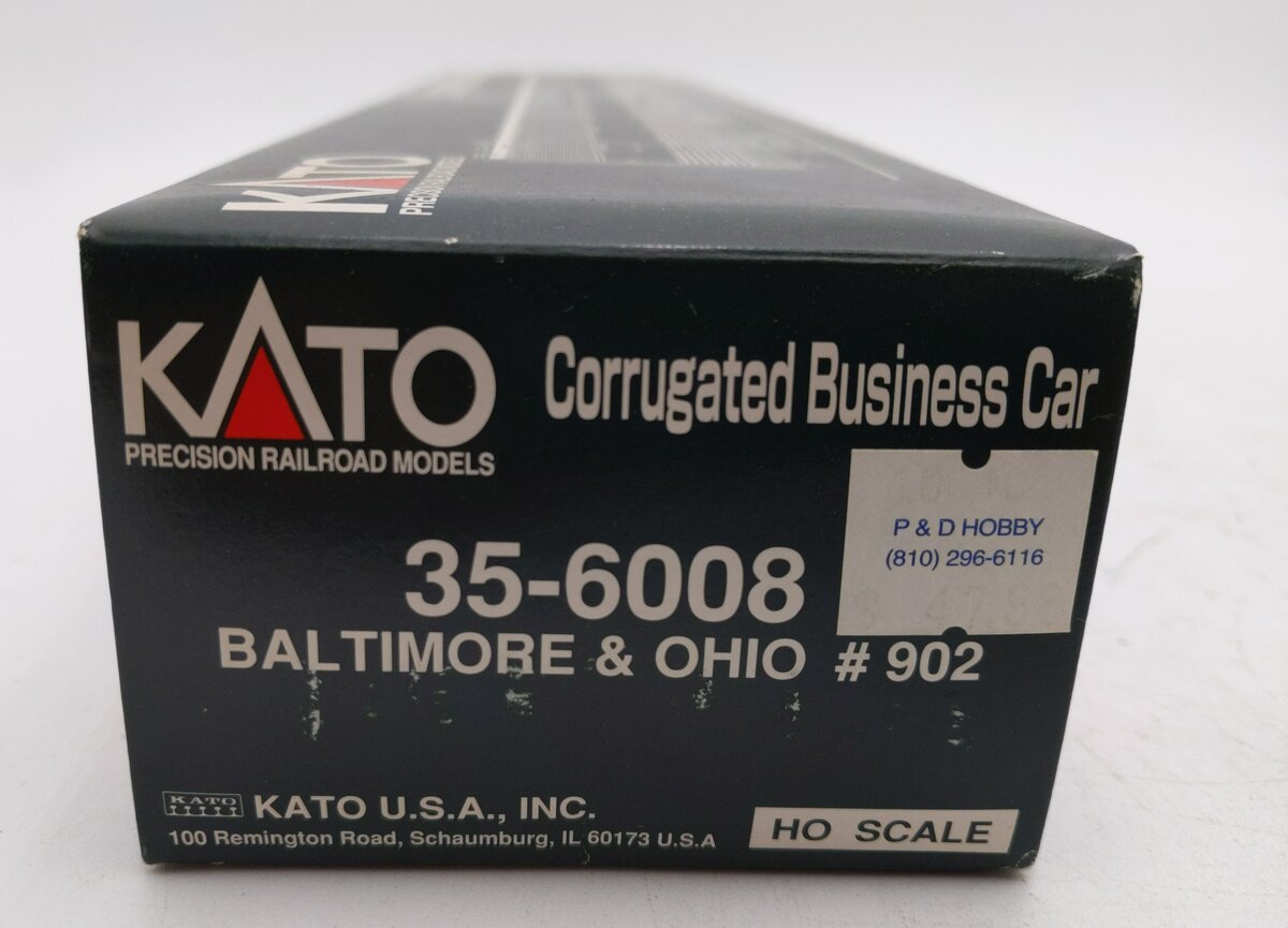 Kato 35-6008 HO Baltimore & Ohio Corrugated Business Car #902 LN/Box