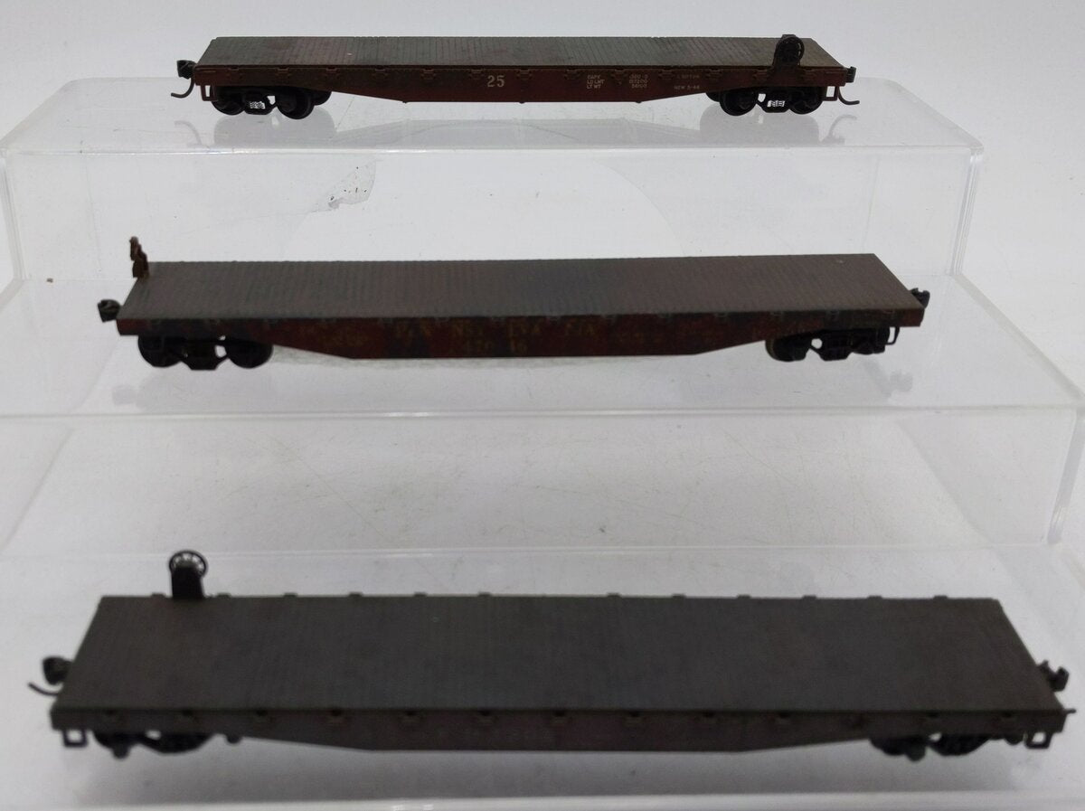 Generic HO Scale PRR & ATSF Flatcars #25 #923302 #47046 Weathered [3]