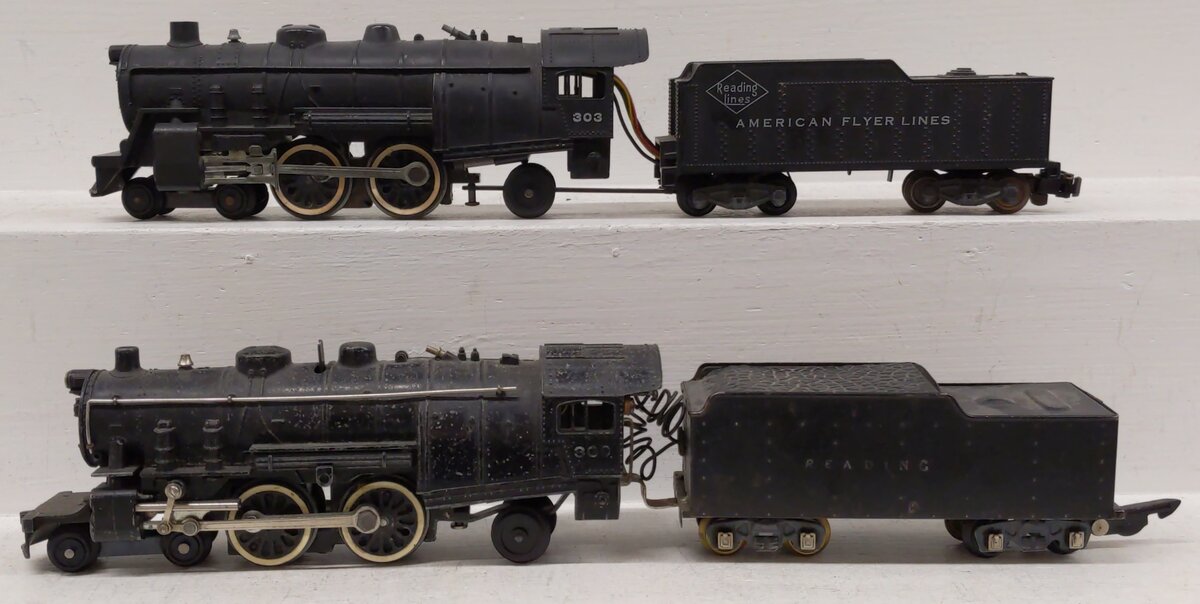 American Flyer Vintage S Reading 4-4-2 Steam Locomotive & Tenders: 300, 303 [2] VG