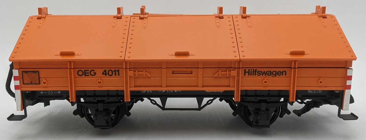 LGB 4111 G Scale OEG Flatcar w/ Cover (Orange) EX/Box