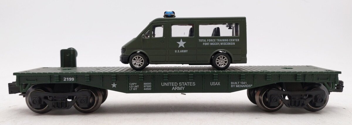 Menards 279-3449 O Gauge Army Flatcar with Military Van EX/Box