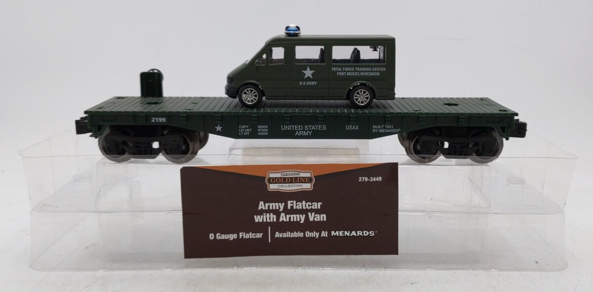 Menards 279-3449 O Gauge Army Flatcar with Military Van EX/Box
