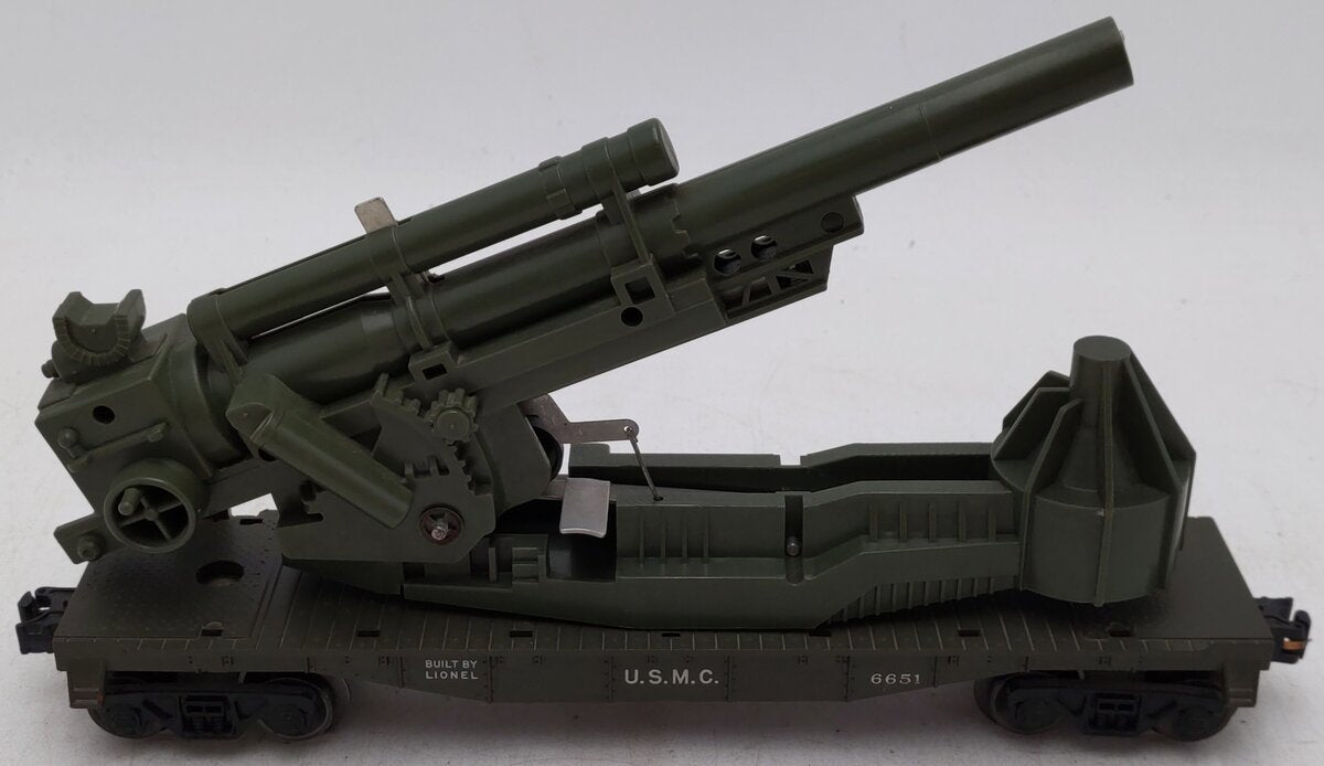 Lionel 6651 Vintage O USMC Olive Drab Cannon Car EX