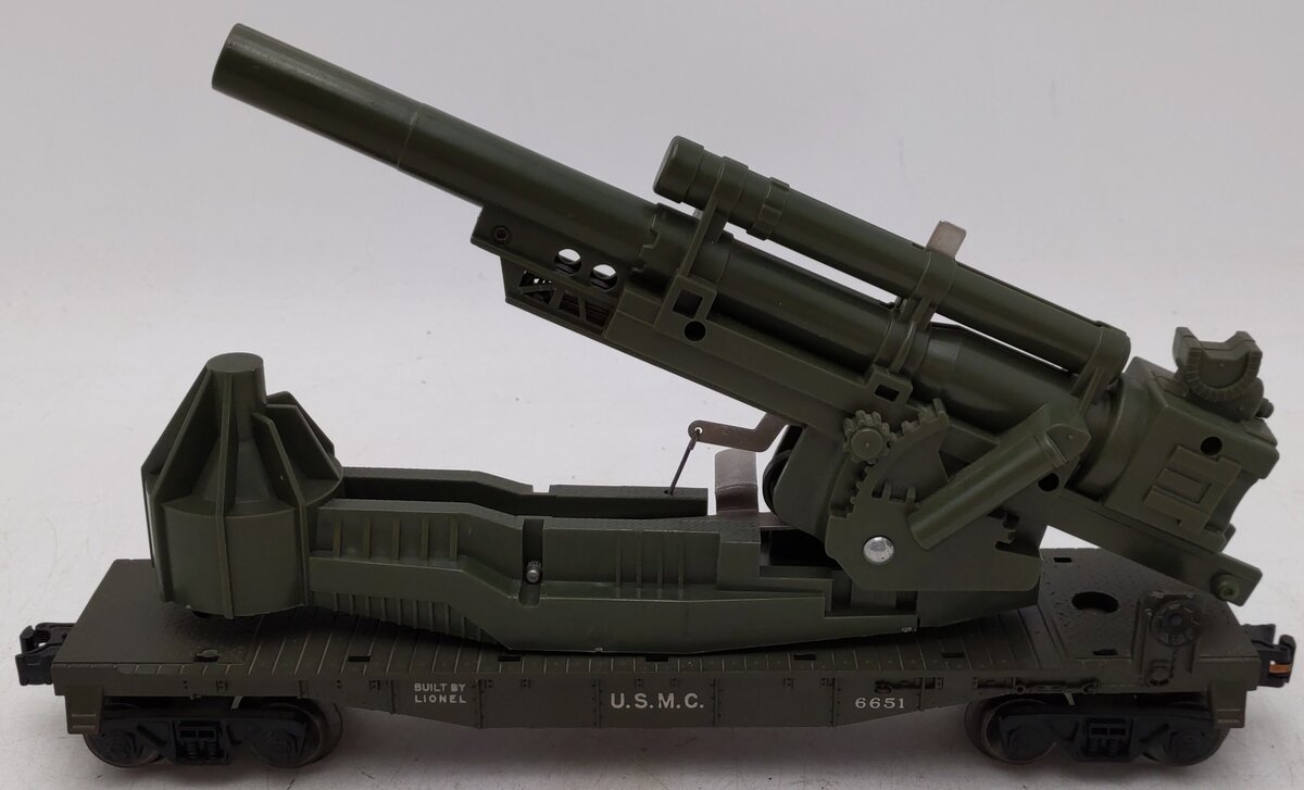 Lionel 6651 Vintage O USMC Olive Drab Cannon Car EX