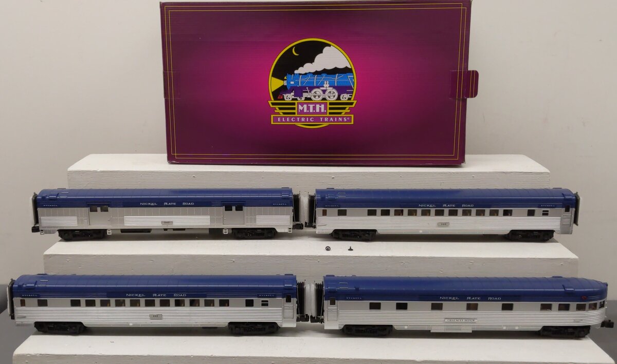 MTH 20-64232 O Gauge Premier Nickel Plate Road 4 Car Streamlined Passenger Set LN/Box