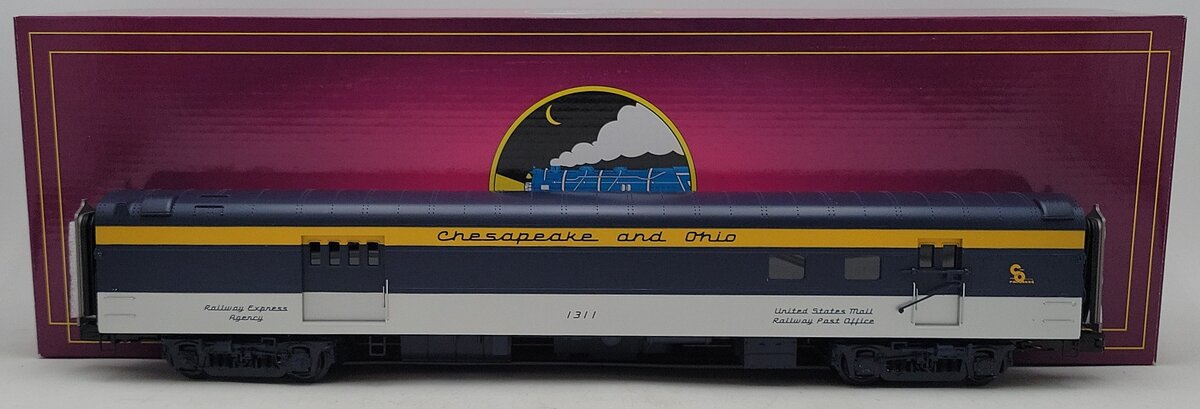 MTH 20-64037 O Gauge Chesapeake & Ohio 70' Streamlined RPO Passenger Car #1311 LN/Box