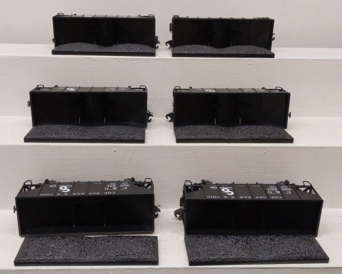 MTH 20-92269 O Gauge 2-Bay Fish Belly Hopper Car w/Coal Load (6-Car set) EX/Box