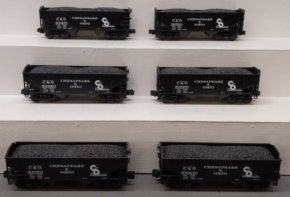MTH 20-90137 O Chesapeake & Ohio Premier 2-Bay Offset Hopper Car Set (Set of 6) LN/Box