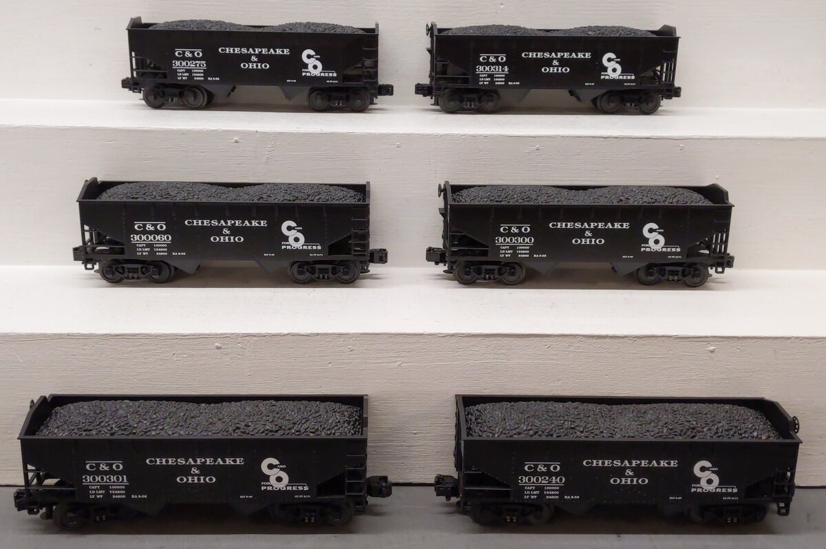 MTH 20-90137 O Chesapeake & Ohio Premier 2-Bay Offset Hopper Car Set (Set of 6) LN/Box