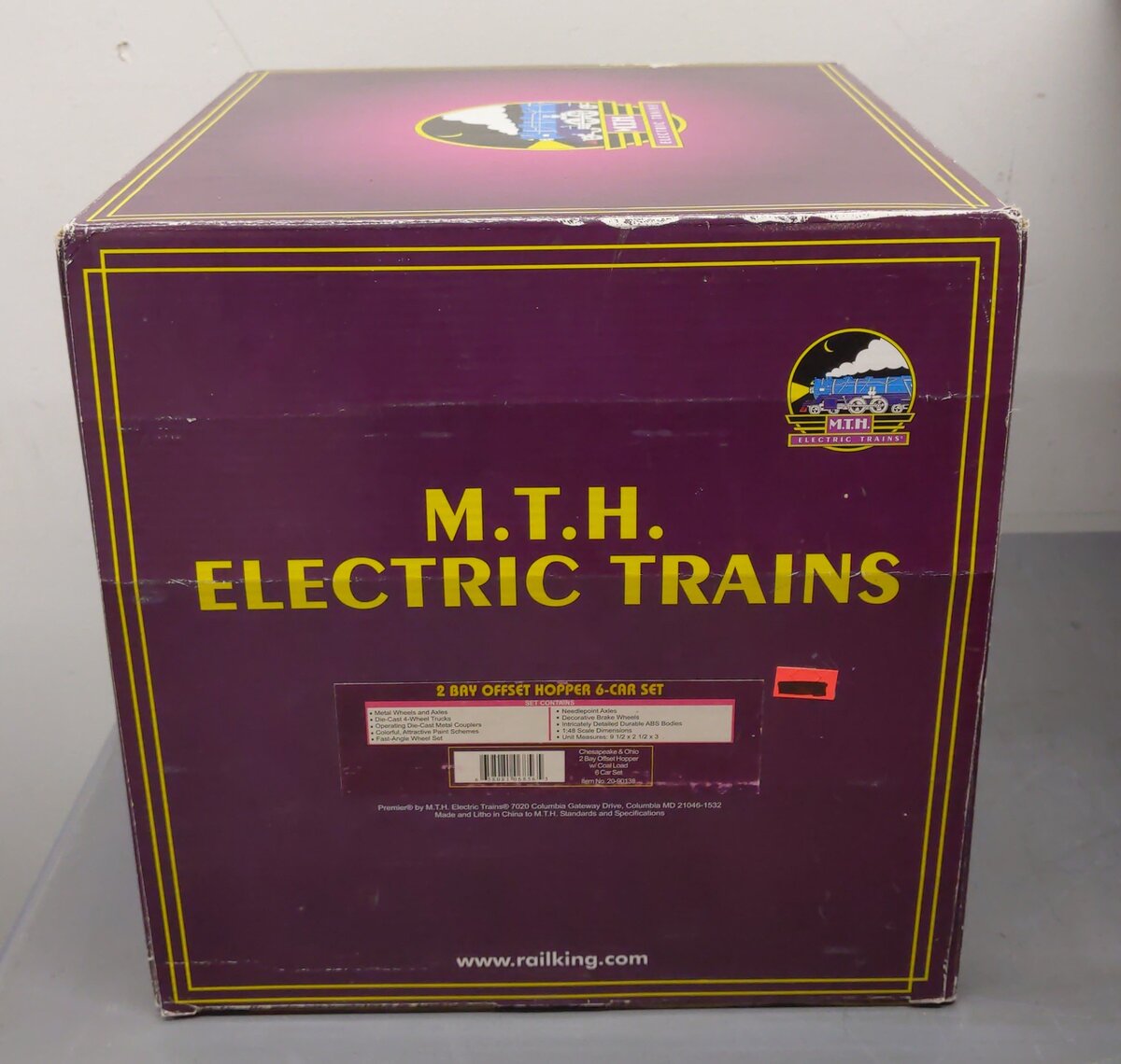 MTH 20-90138 O Chesapeake & Ohio Premier 2-Bay Offset Hopper Car Set (Set of 6) LN/Box