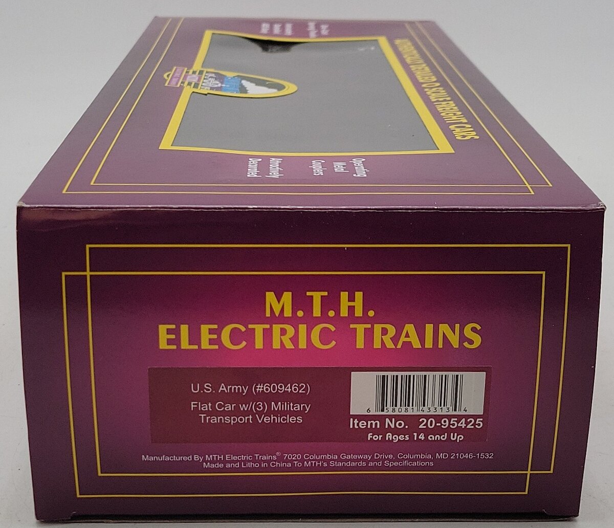MTH 20-95425 O U.S. Army Flatcar w/(3) Military Transport Vehicles #609460 NIB