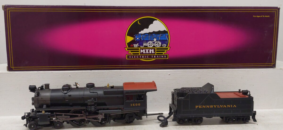MTH 20-3038-1 O Pennsylvania 4-4-2 Atlantic Steam Locomotive & Tender #1600 w/PS EX/Box