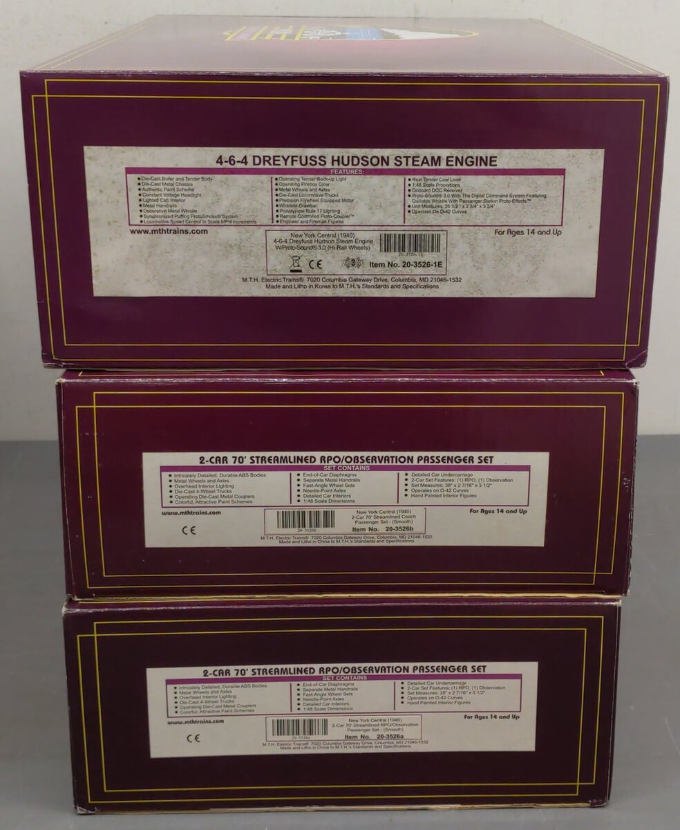 MTH 20-3526-1 New York Central O Gauge Steam Passenger Train Set w/PS 3.0