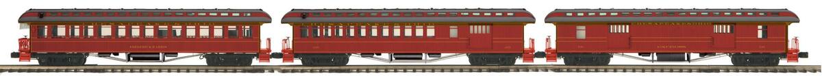 MTH 20-62049 O Gauge Chesapeake & Ohio 3-Car 64' Woodsided Passenger add-on set NIB