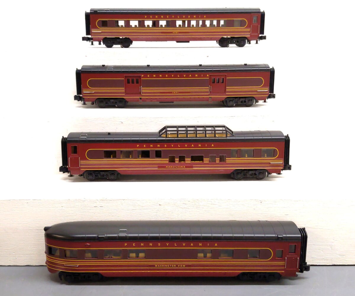MTH 30-67296 O Pennsylvania 60' Streamlined ABS Passenger Car Set (Set of 4) NIB