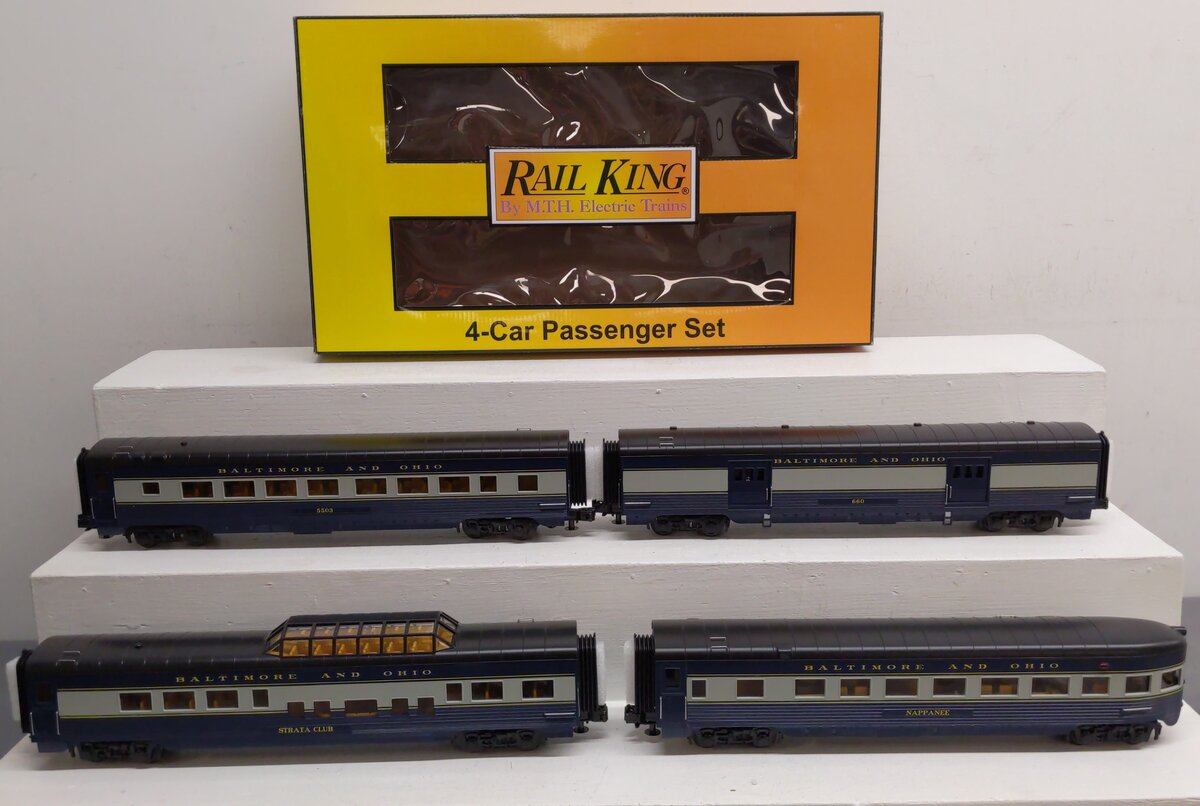 MTH 30-68229 Baltimore & Ohio O Gauge 4-Car 60’ Streamlined Passenger Set NIB