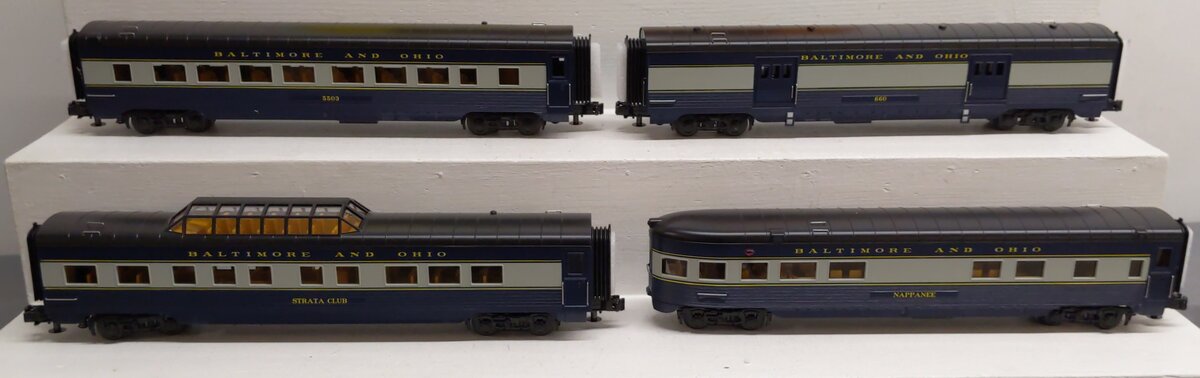 MTH 30-68229 Baltimore & Ohio O Gauge 4-Car 60’ Streamlined Passenger Set NIB