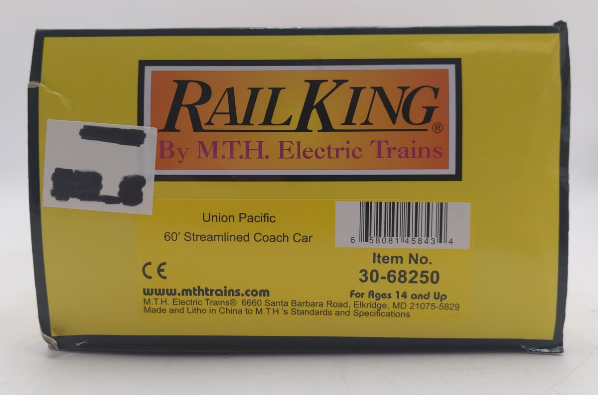 MTH 30-68250 O Gauge Union Pacific 60' Streamlined Coach Car EX/Box