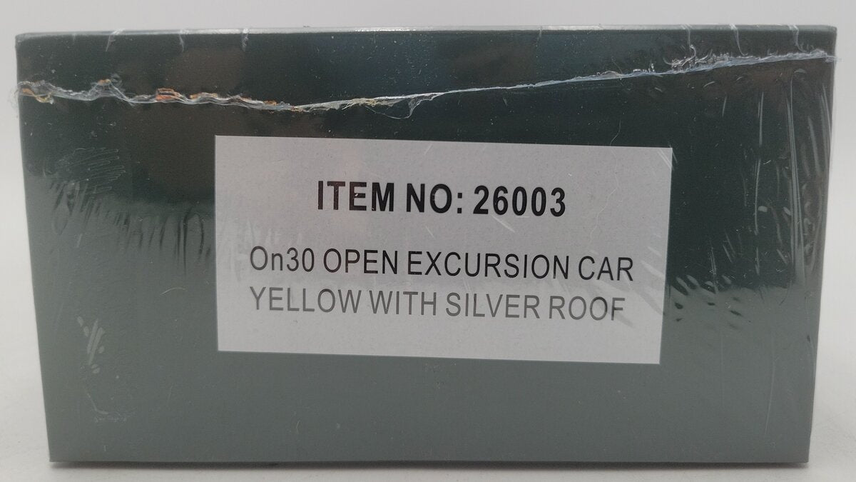 Bachmann 26003 On30 Excursion Car Yellow with Silver Roof MT/Box