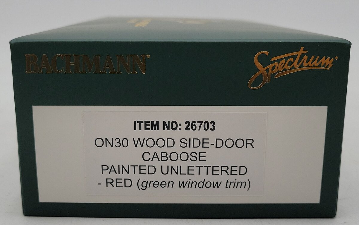 Bachmann 26703 On30 Undecorated Red Wood Side-Door Caboose NIB