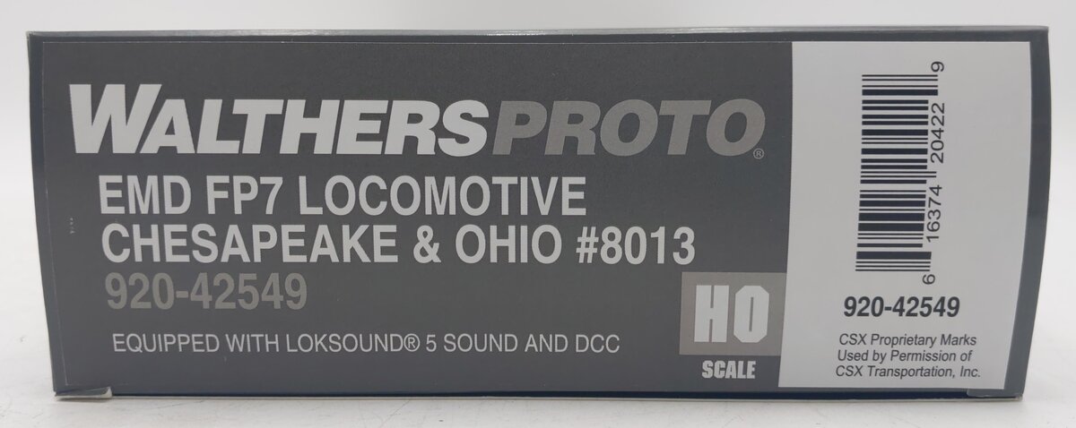 Walthers 920-42549 HO C&O EMD FP7 Diesel Loco - LokSound 5 Sound & DCC #8013 NIB
