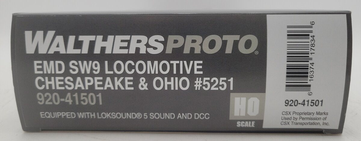 Walthers 920-41501 HO C&O EMD SW9 Diesel Loco - LokSound 5 Sound & DCC #5251 LN/Box
