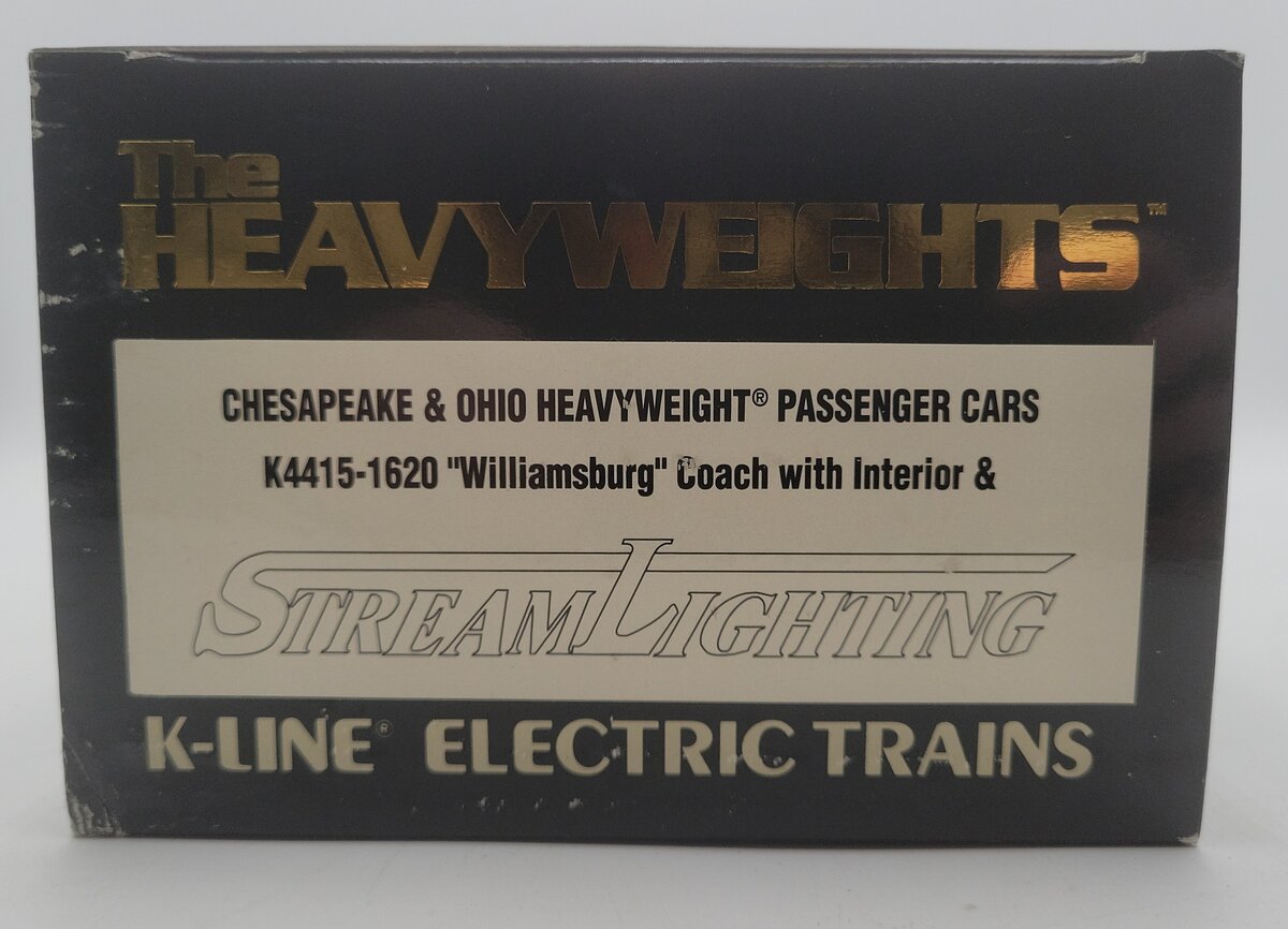 K-Line K4415-1620 O Gauge C&O "Williamsburg" 18" Heavyweight Coach Car #1620 EX/Box