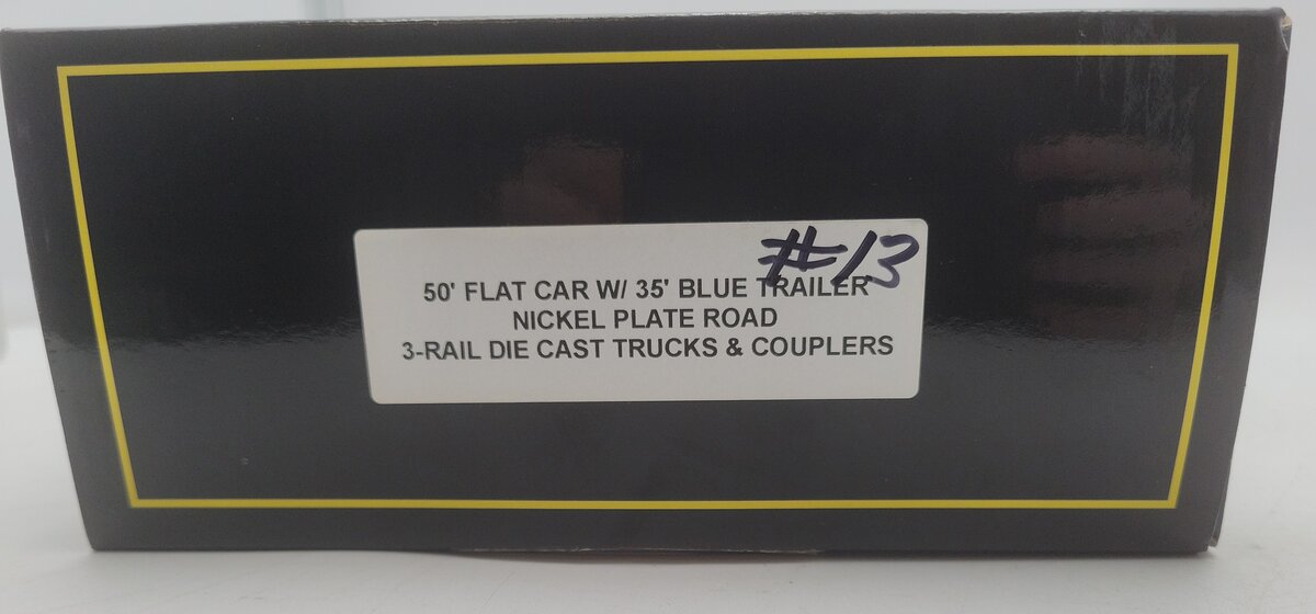 Weaver Nickel Plate Road Flat Car w/35' Blue Trailer #2013 - 3 Rail LN/Box