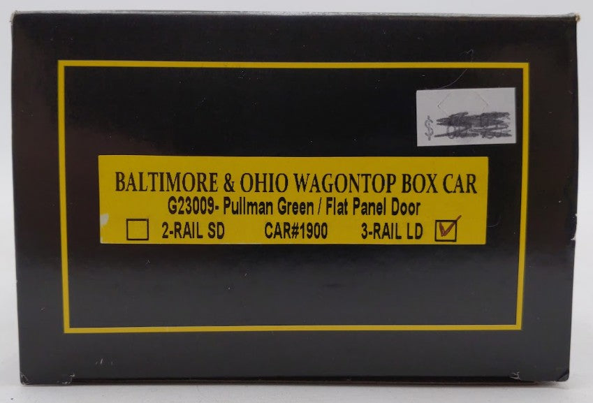 Weaver G23009 O Gauge B&O Wagontop Boxcar #1900 with Flat Panel Doors (3Rail) EX/Box