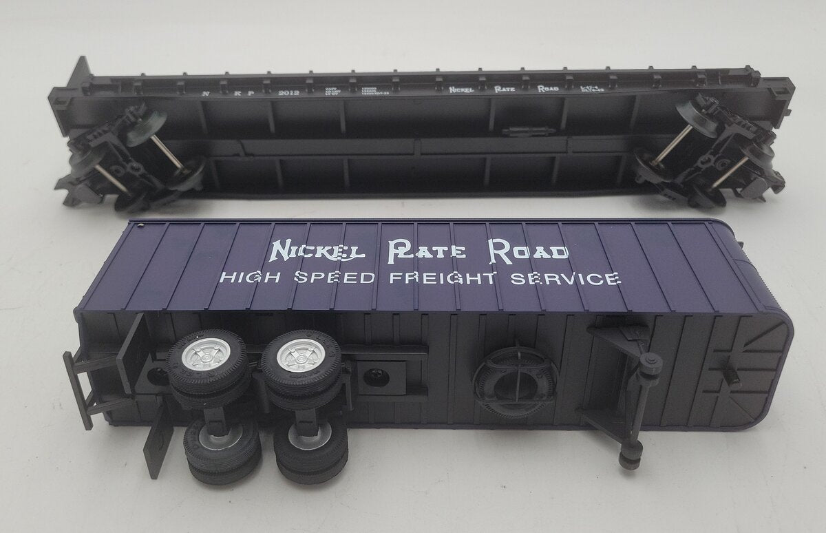 Weaver Nickel Plate Road 50' Flat Car w/35' Blue Trailer #2012 - 3 Rail LN/Box
