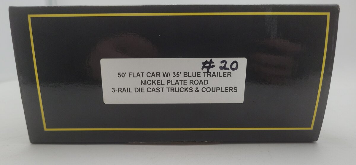 Weaver Nickel Plate Road Flat Car w/35' Blue Trailer #2020 - 3 Rail LN/Box
