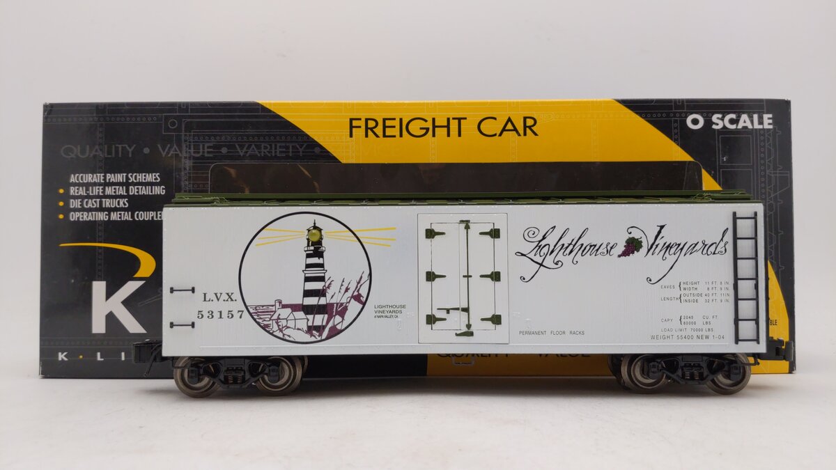 K-Line K762-8038 O Gauge Lighthouse Vineyards WS Refrigerator Car LN/Box