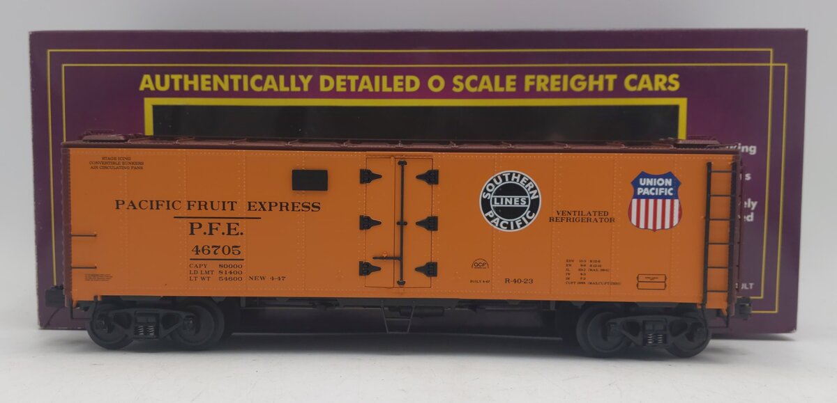 MTH 20-94081 O Gauge Pacific Fruit Express Steel-Sided Refrigerator Car #46705 LN/Box
