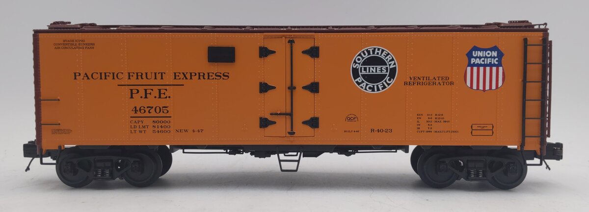 MTH 20-94081 O Gauge Pacific Fruit Express Steel-Sided Refrigerator Car #46705 LN/Box