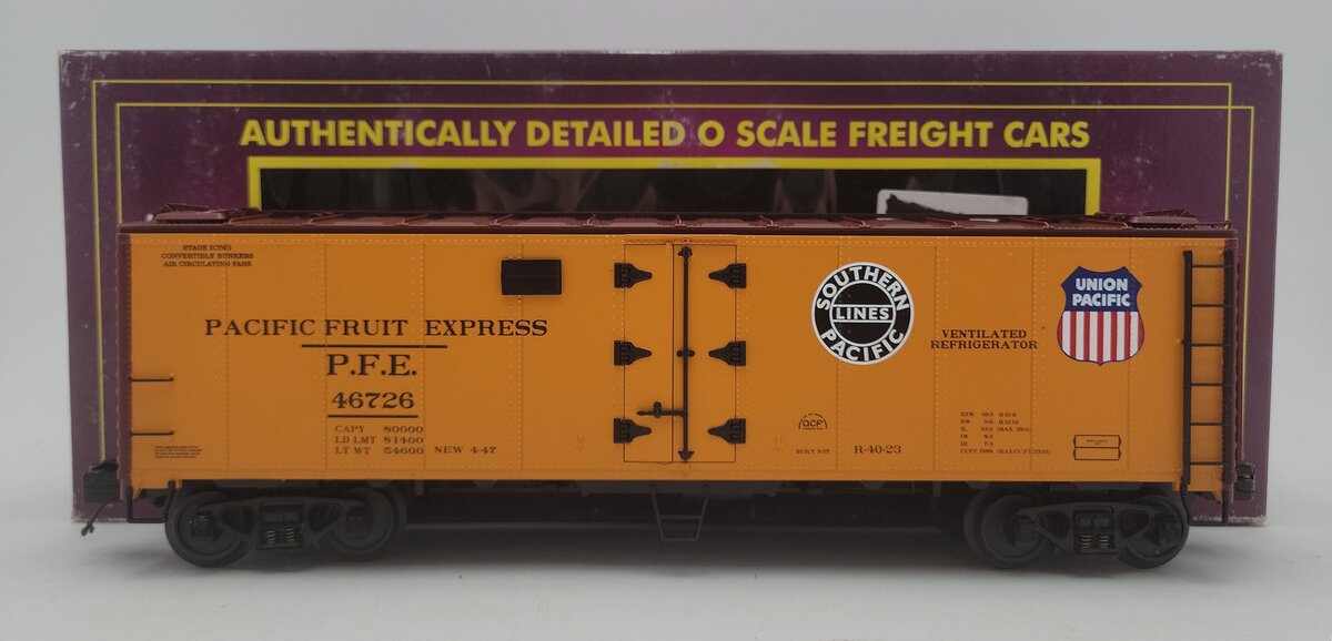 MTH 20-3228F O Gauge Pacific Fruit Express 40' Steel Side Reefer Car #46726 LN/Box