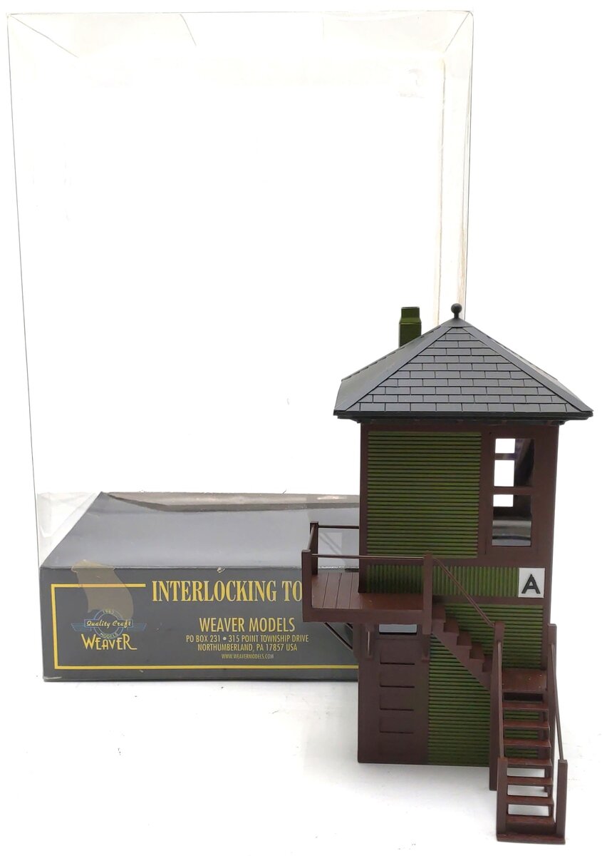 Weaver G1953A HO Interlocking Tower Green W/ Dark Brown Trim Assembled LN/Box