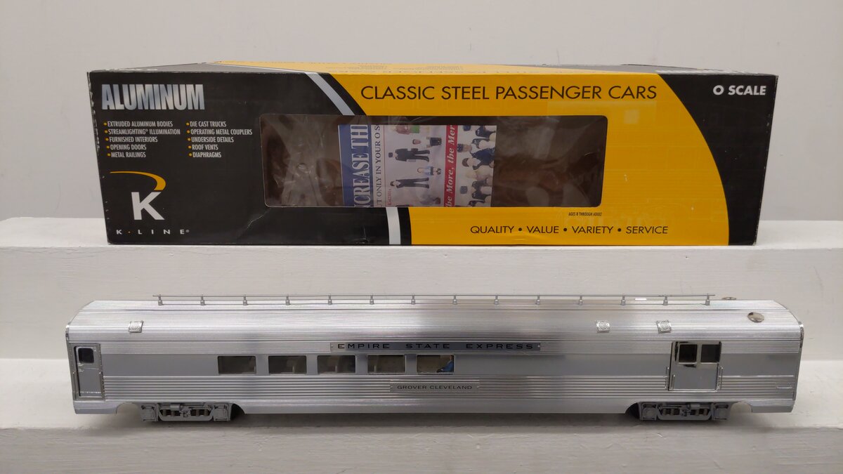 K-Line K4670-40002 O NYC Grover Cleveland 21" Aluminum Baggage Tavern Lounge Car EX/Box