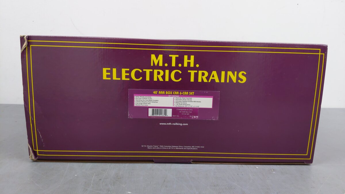 MTH 20-90263 O Chesapeake & Ohio Premier 40' AAR Box Car Set (Set of 6) LN/Box